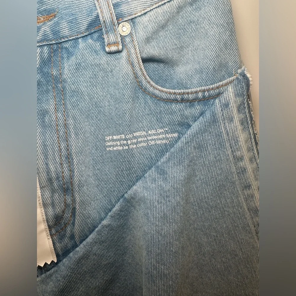 Off-White Blue Denim Ruffles Skirt Size 38 - Picture 9 of 14